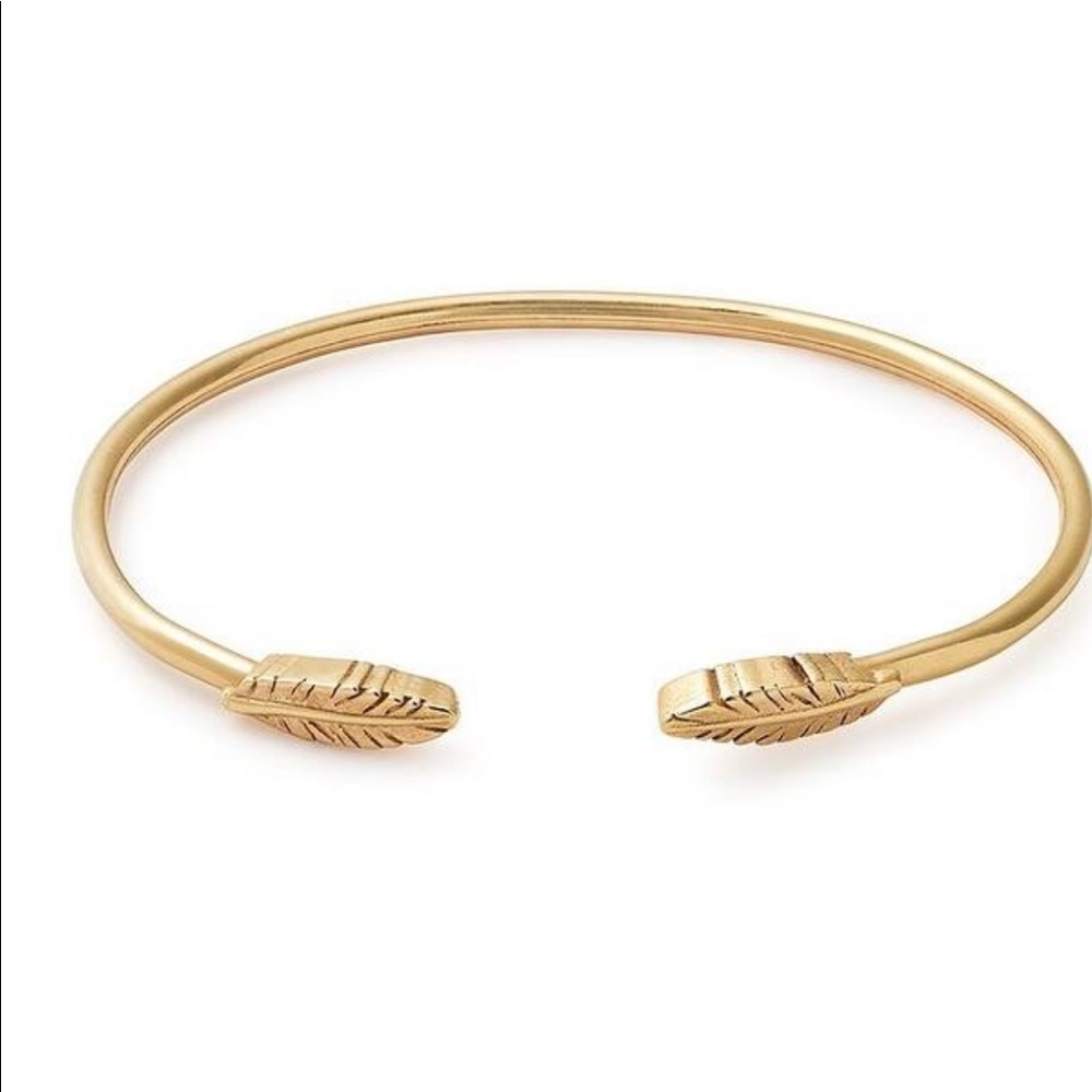 Alex and Ani Feather Cuff 14Kt Gp
